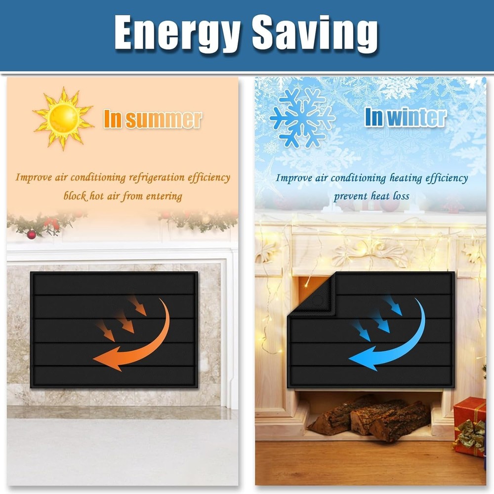 Fireplace Draft Stopper | Energy Saving Magnetized Cover