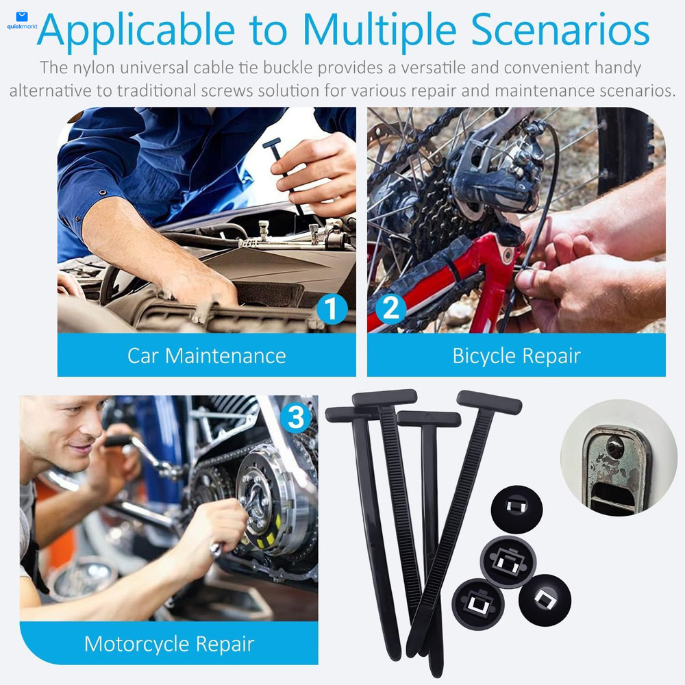 30PCS Nylon Universal Cable Tie Buckles, Multi-functional T Rivet Zip 30pcs