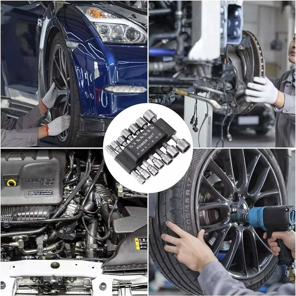 14PC POWER Nut Driver Drill Bit Set Socket Bit Adapter metric & SAE Socket for W