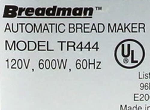 Power Cord Assembly for Breadman Bread Maker Models TR333 TR444 only