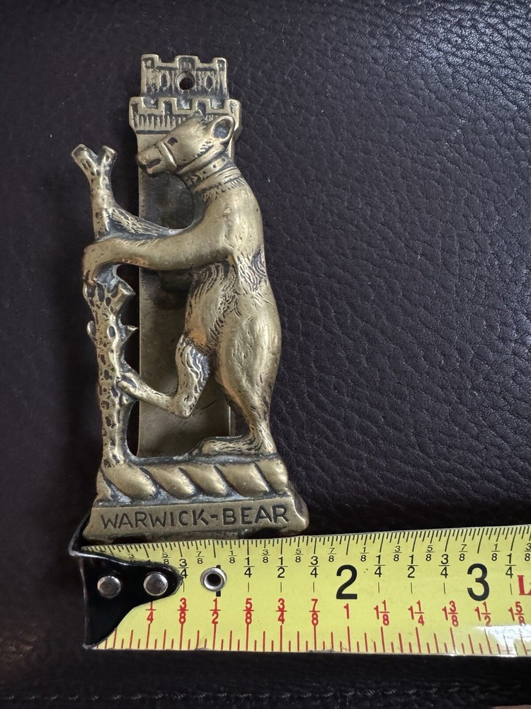 Vintage Solid Brass Warwick Bear Door Knocker Handle 4"x1.75"