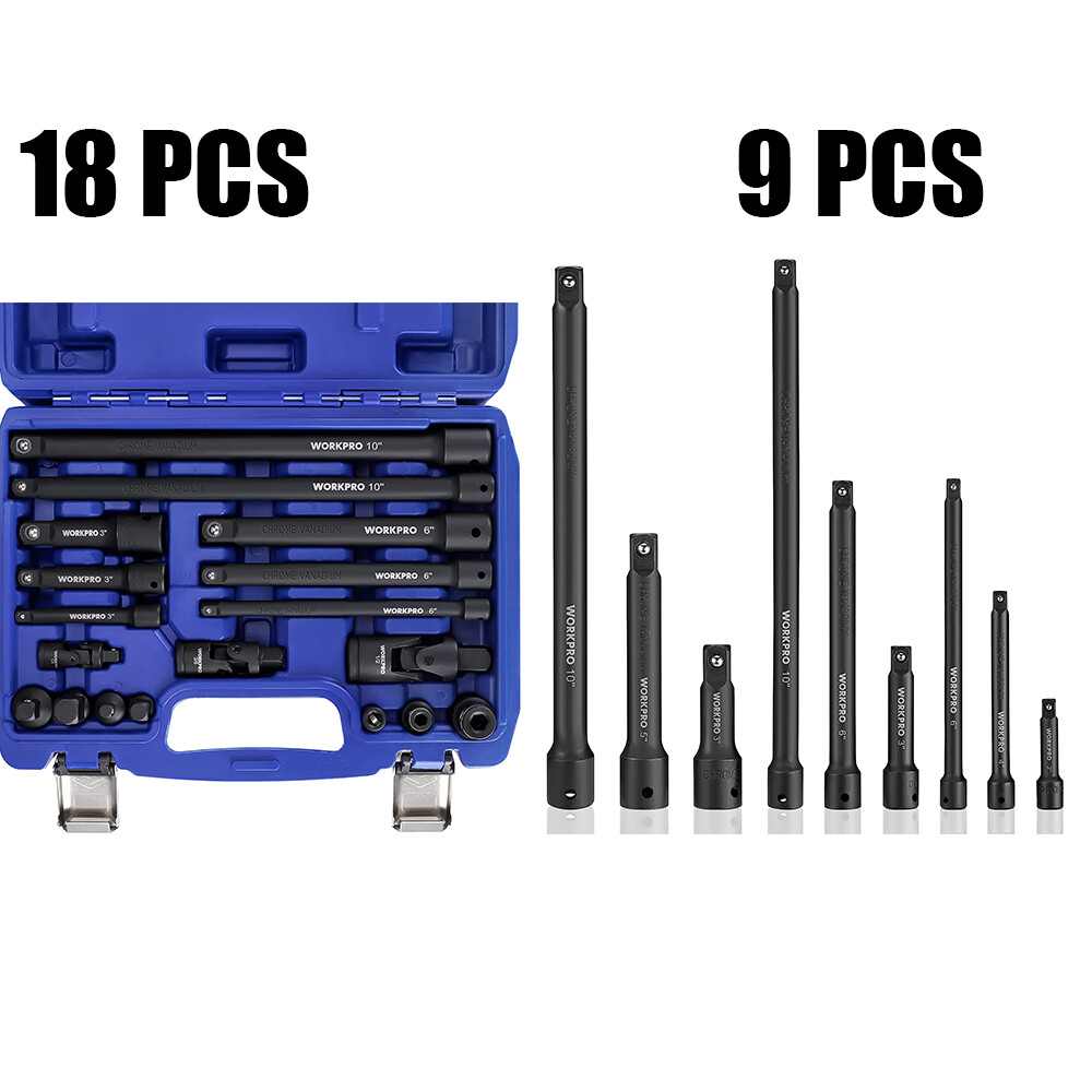 WORKPRO 18PC/9PCS Impact Driver Extension Bar Drive Socket Extension Accessories