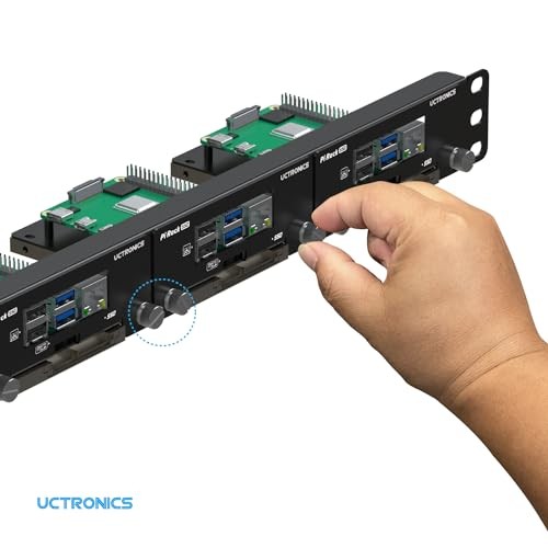 19” 1U Rack Mount for Raspberry Pi with SSD Mounting Brackets, Thumbscrews