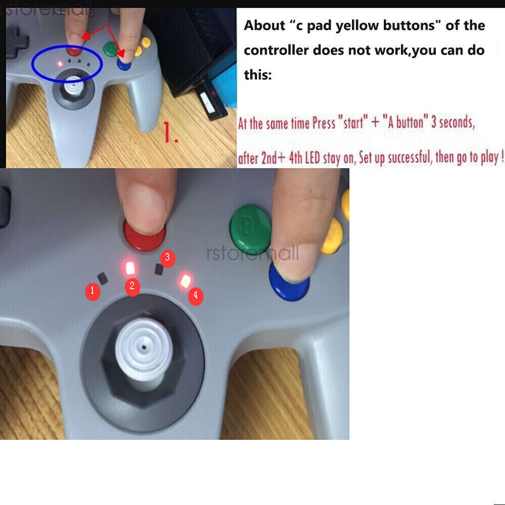 Wireless N64 Controller for Nintendo 64 Console PC Windows Switch w/ Rumble Pak