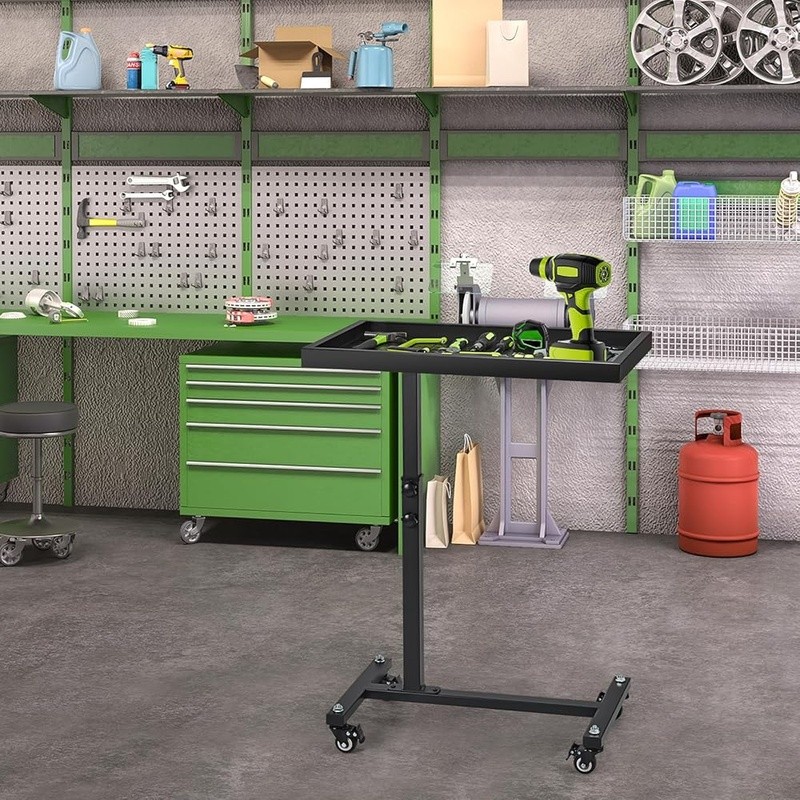 Adjustable Rolling Tool Cart Mobile Workbench W/ Storage & 220lbs Capacity New