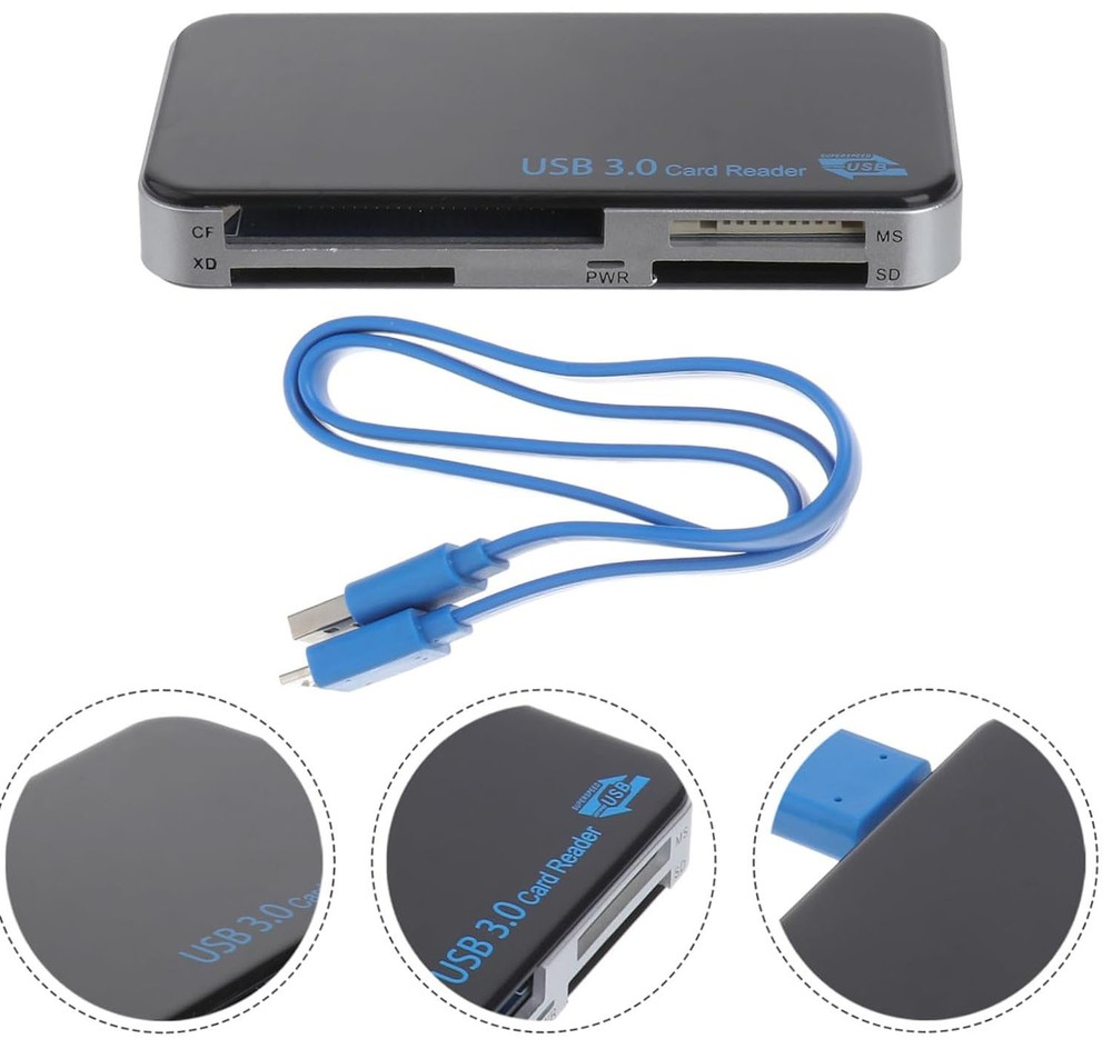 USB 3.0 Memory Card Reader Adapter 5GBPS Fit CF/TF/SD/Micro SD/XD/M2/MS Card