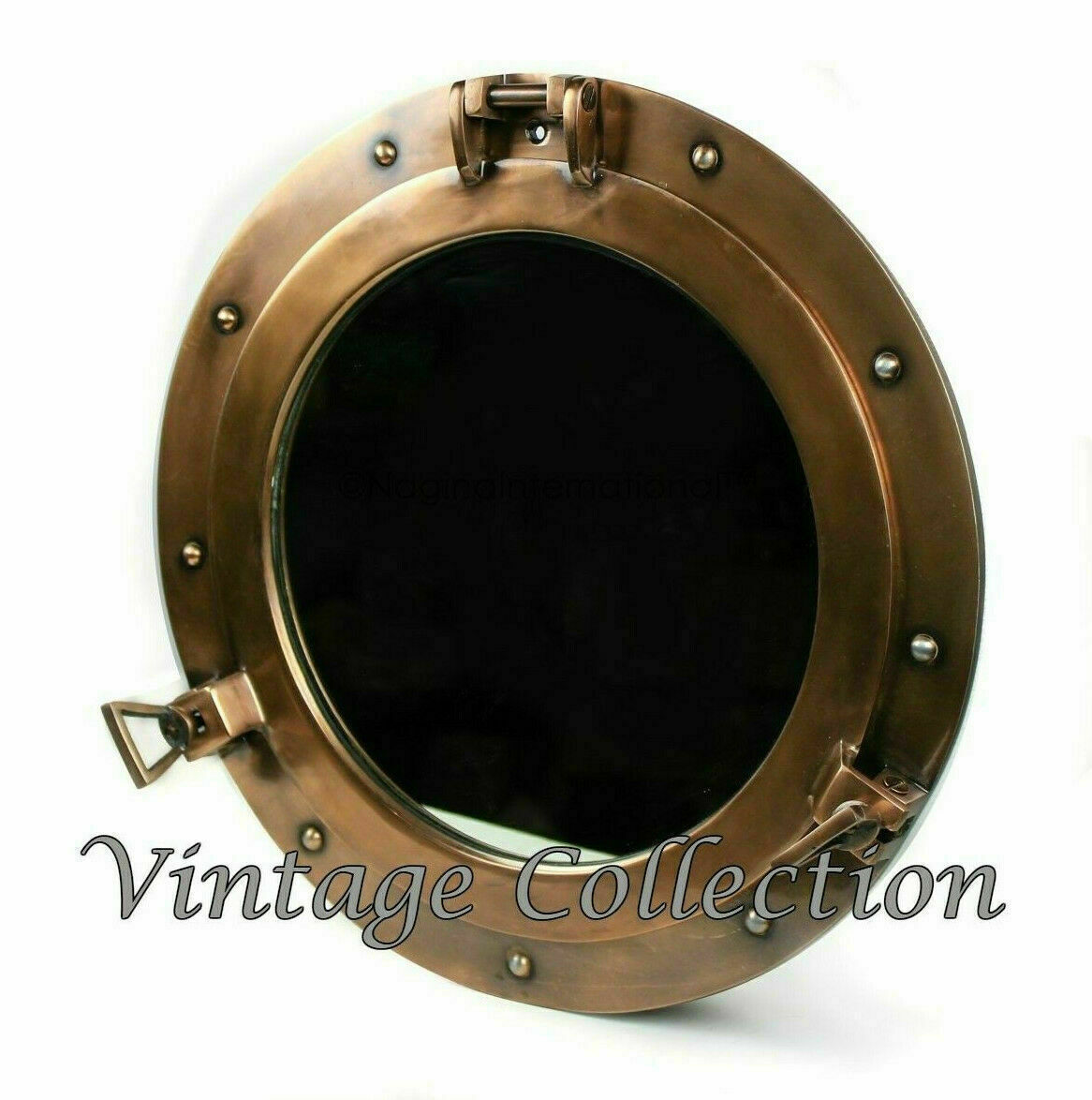 Antique Brass Porthole Windows Maritime Nautical 15" Ship Mirror Wall Decor gift