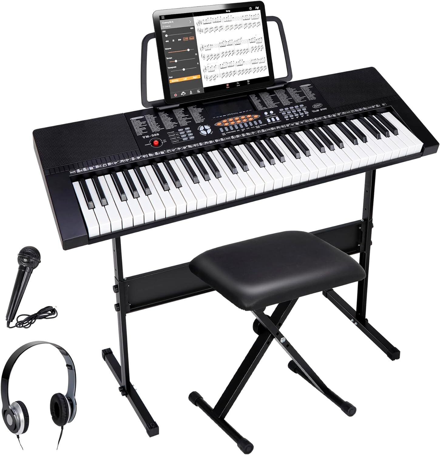61-Key Electric Keyboard Piano with Stand, Headphones, Microphone