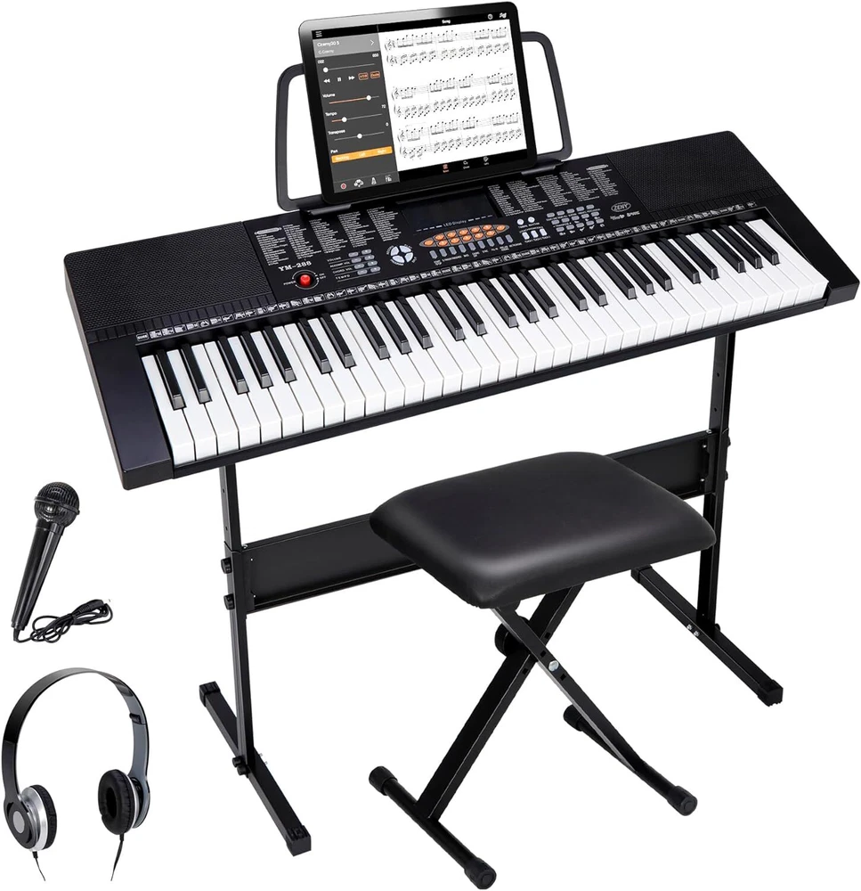 Electronic Keyboard Piano with Stool, Headphones, Microphone,Stand Practice