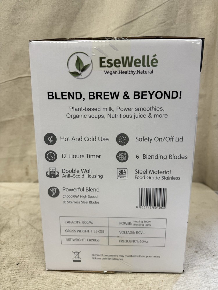 EseWelle Automatic Nut Milk Maker Blender for Kitchen Hot and Cold