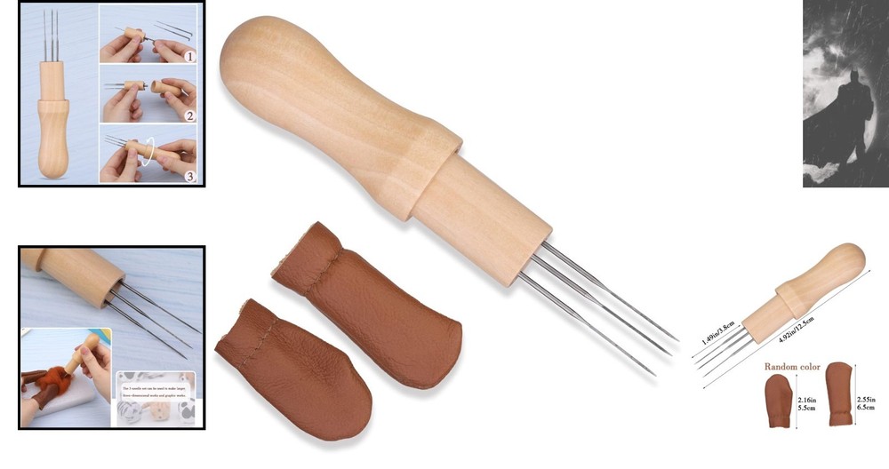 Complete Wool Felting Kit - Includes 3 Needles, Finger Protector & Craft Guide