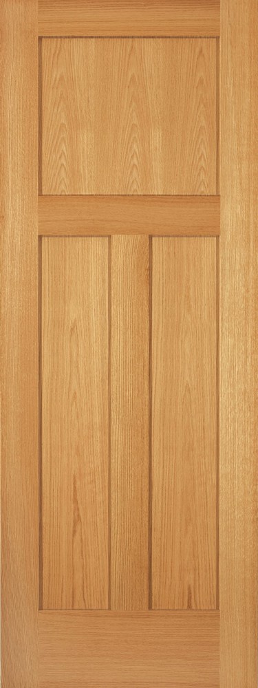 3 Panel Flat Mission Shaker Red Oak Solid Core Stain Grade Interior Wood Doors