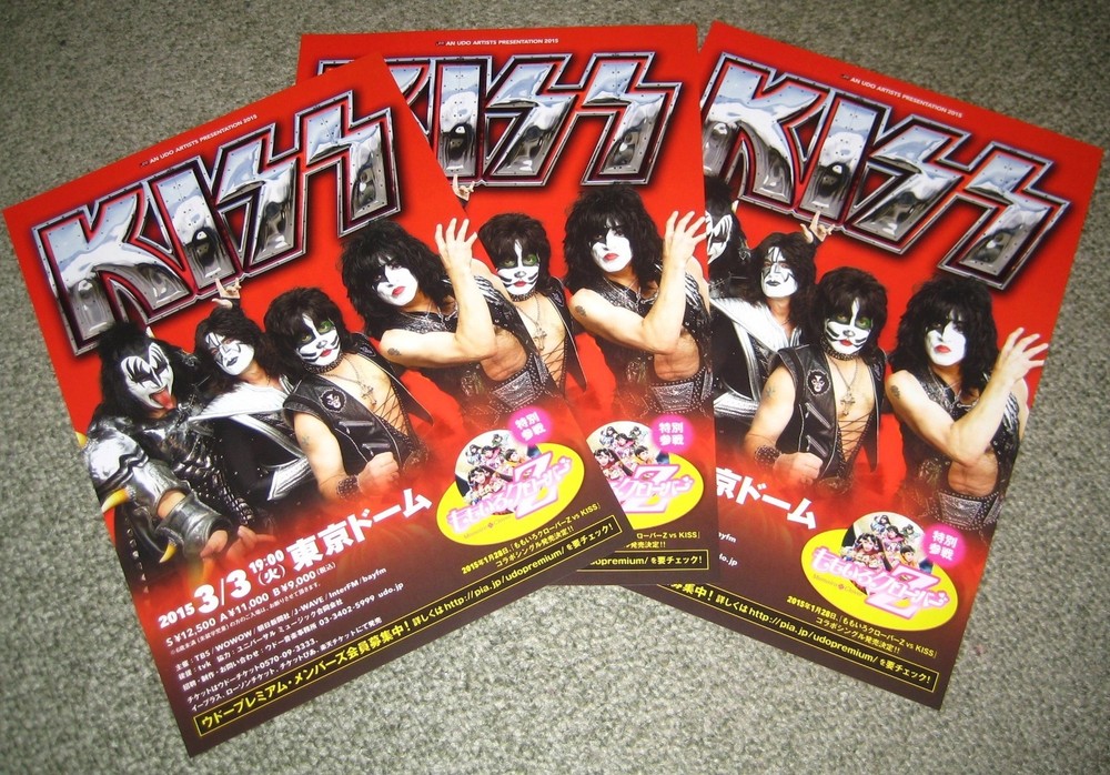 FREE ship! KISS Japan PROMO event / 2015 tour flyer x 3 GENE SIMMONS mini poster