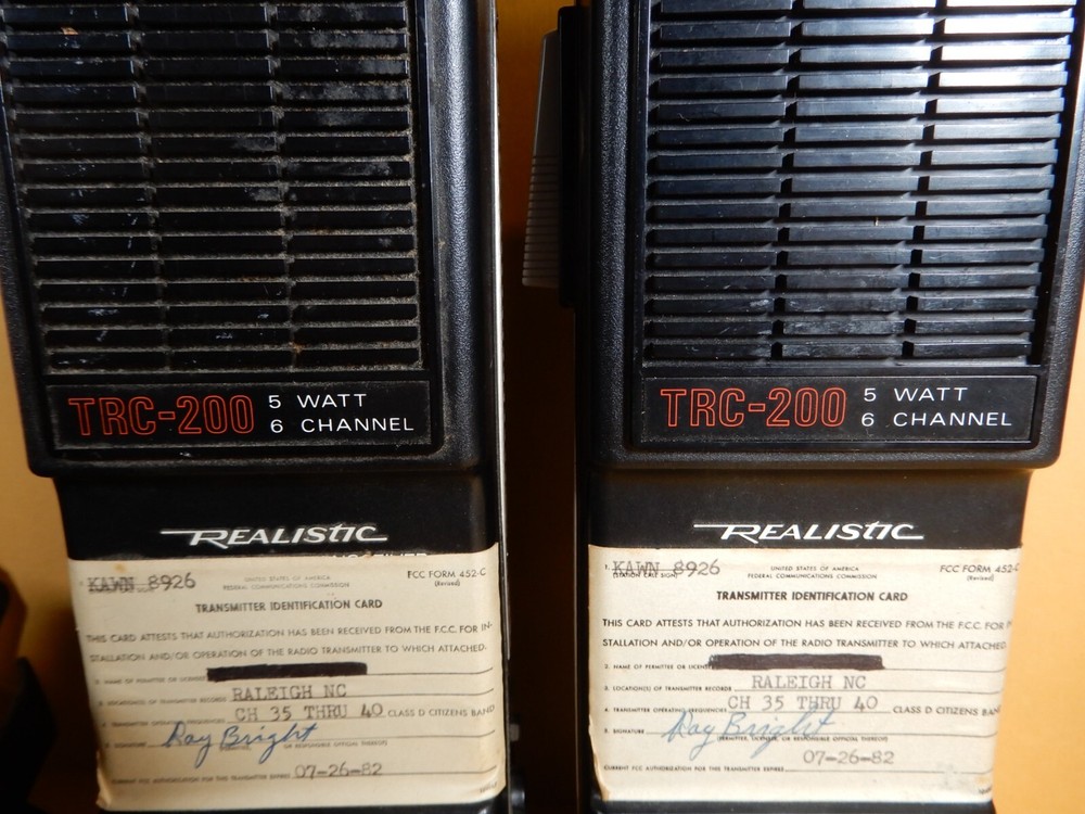 Realistic TRC-200 CB Transceivers (2) with Original Plastic Jackets - Great Cond