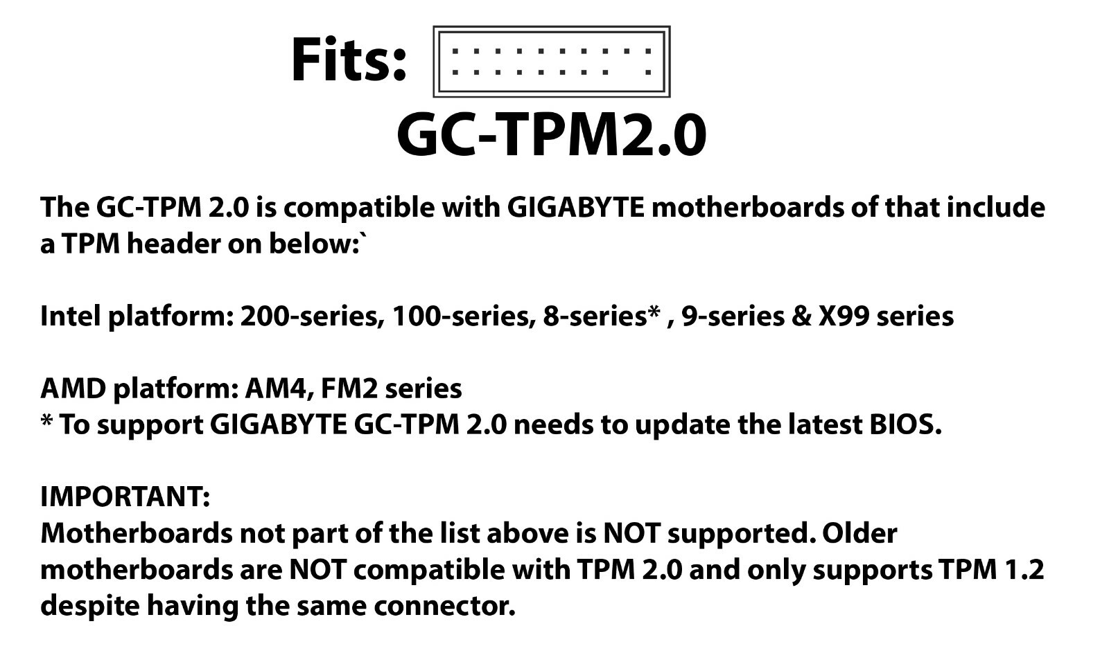 GIGABYTE GC-TPM2.0 TPM Module GC-TPM 2.0 (20 Pin 20-1) Trusted Platform Module