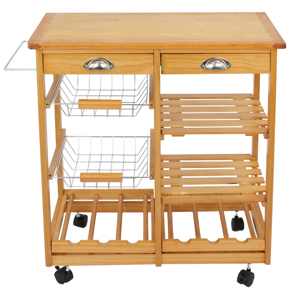 Multi-Function Rolling Cart Storage Cart Small Dining Table with Drawers Kitchen