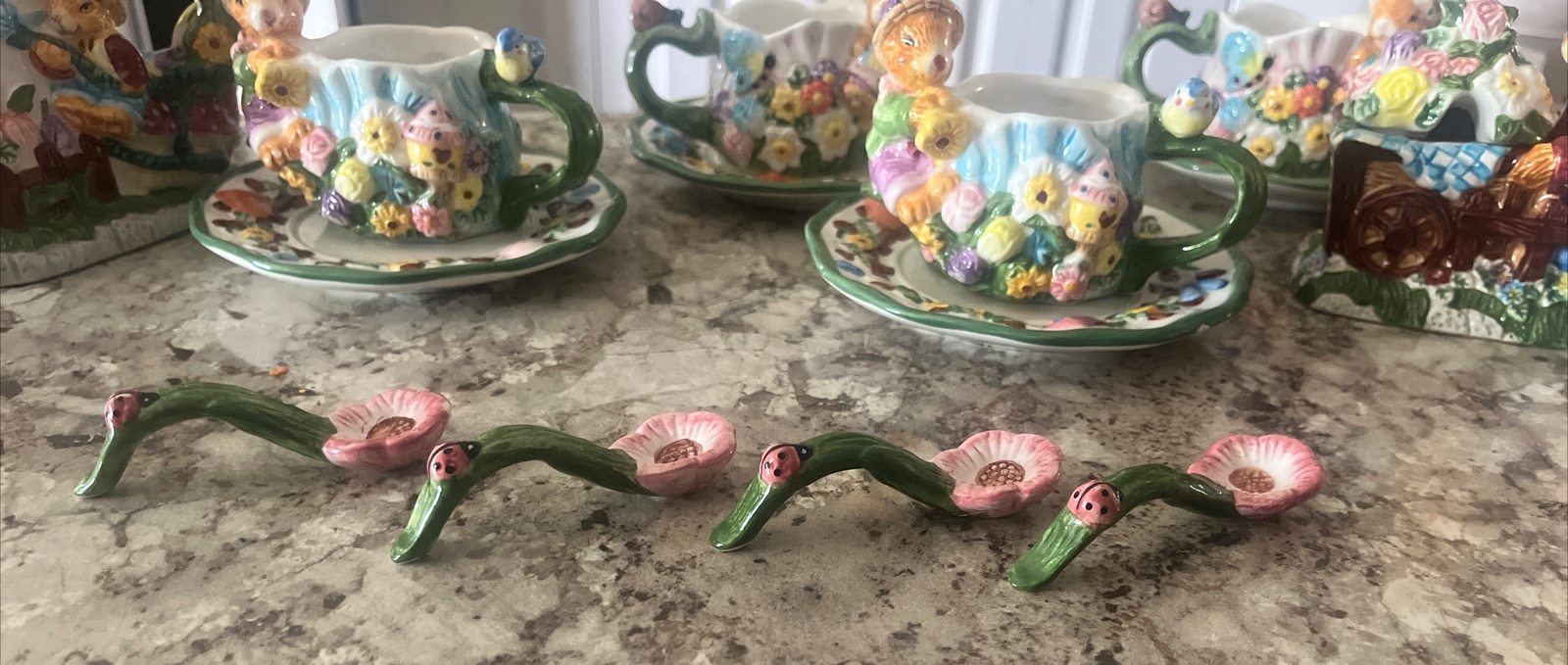 1999 Mercuries Garden Party Springtime Easter Bunny Tea Party 15 Piece Set VTG