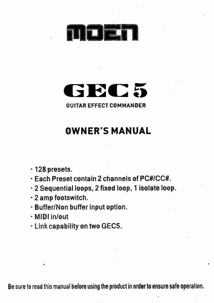 MOEN GEC-5 MIDI Guitar Pedal FX Switcher - 5 Loop Foot Controller Routing System