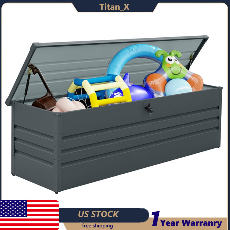 260 Gallon Outdoor Deck Box Metal Storage Box Multi-function Container Lockable