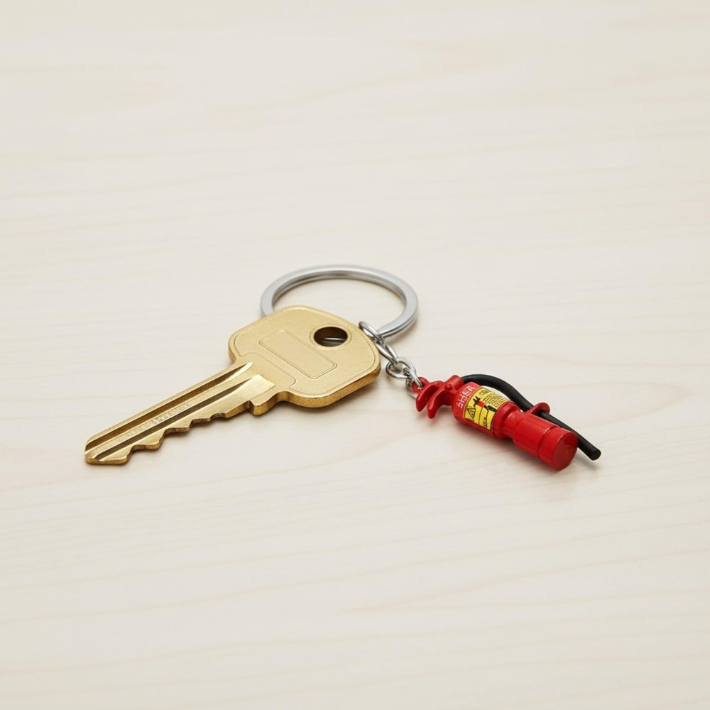2Pcs Mini Fire Extinguisher Keychain Tiny Firefighter Keyring Stainless Steel...