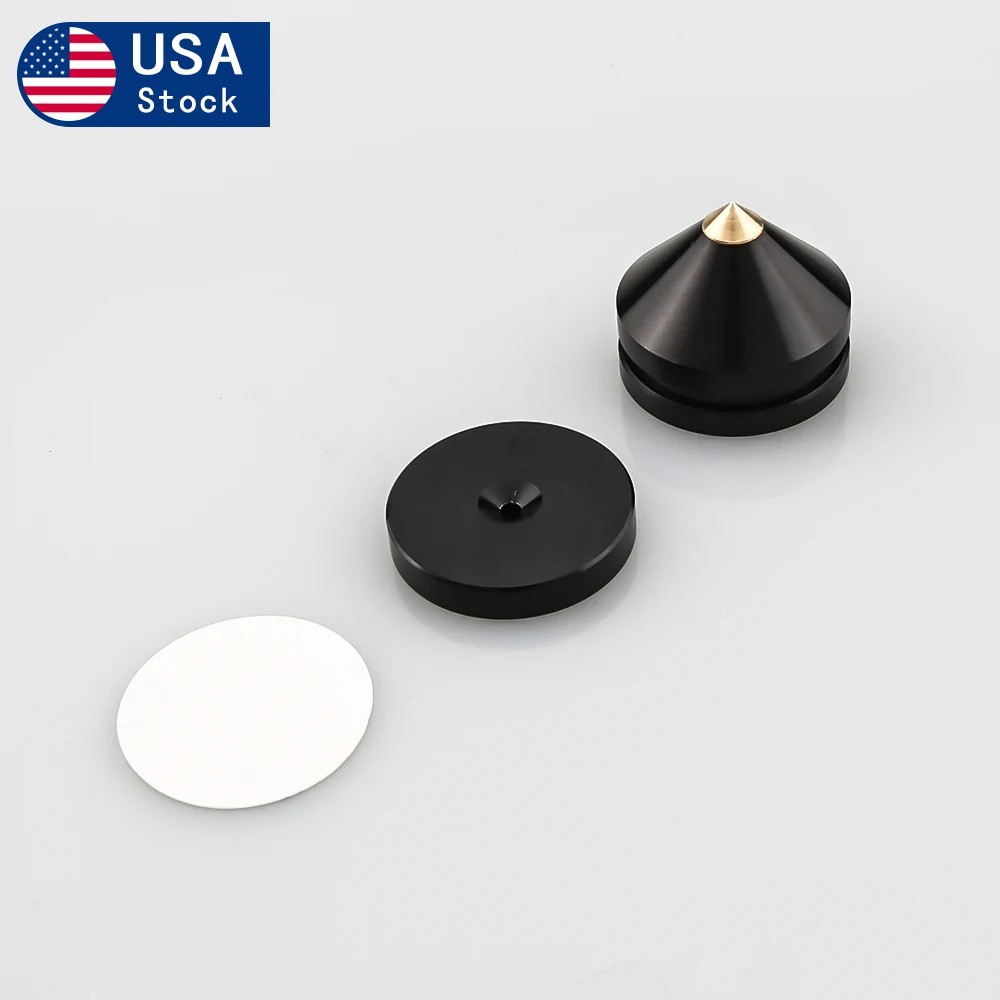 4X Aluminum Alloy Speaker Foot HiFi Shockproof Isolation Spikes Stand Pad Black