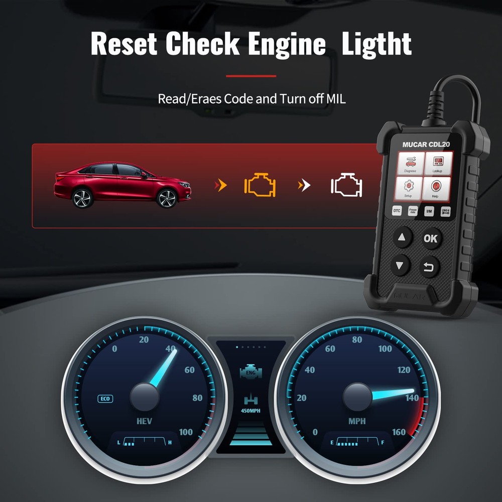 MUCAR CDL20 OBD2 Scanner Car OBD Diagnostic Fault Code Reader Tool Check Engine