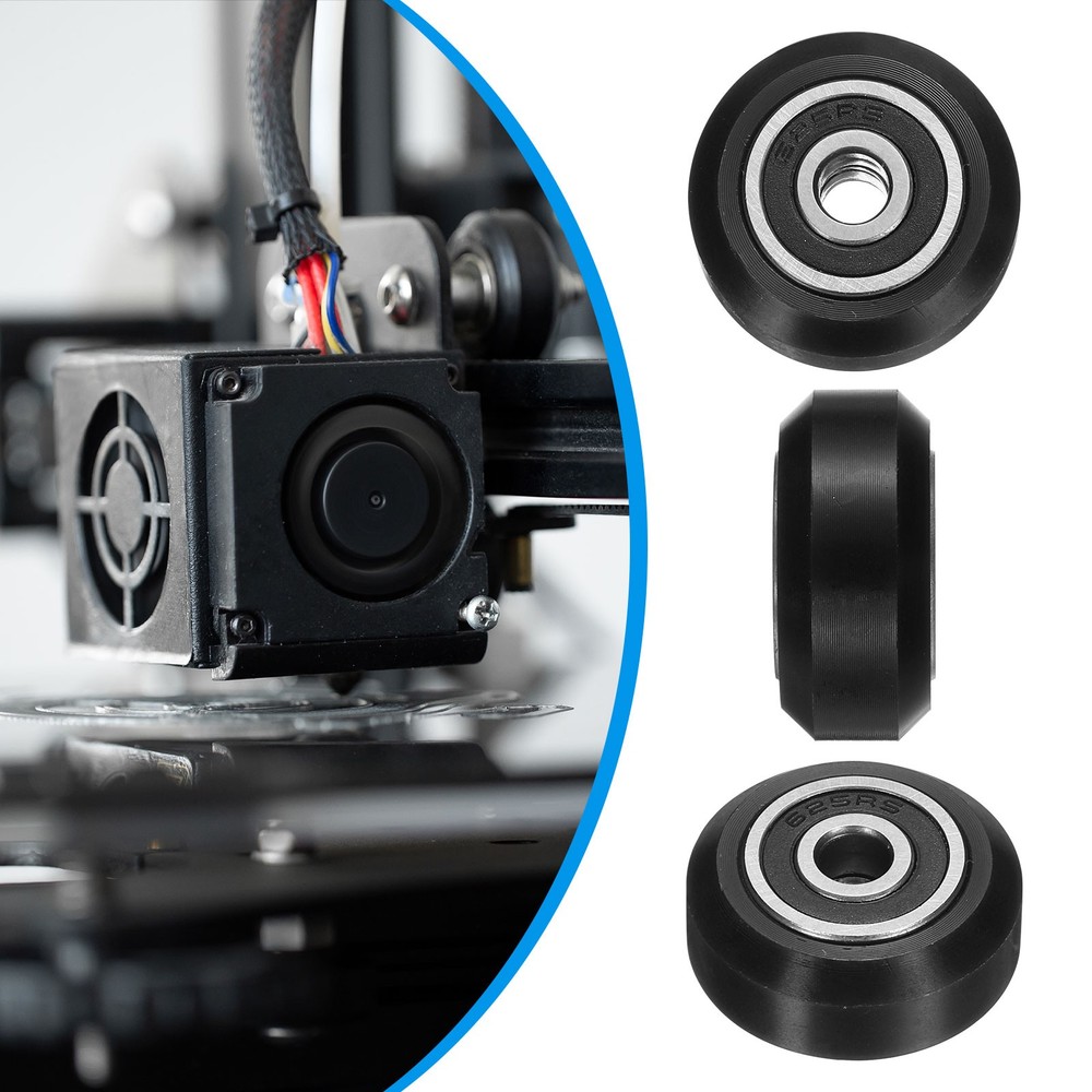 8Pcs 3D Printer Wheel with 625RS Linear Bearing for 3D Printer, Black