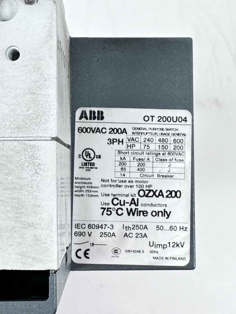 ABB Disconnect Switch OT200U04