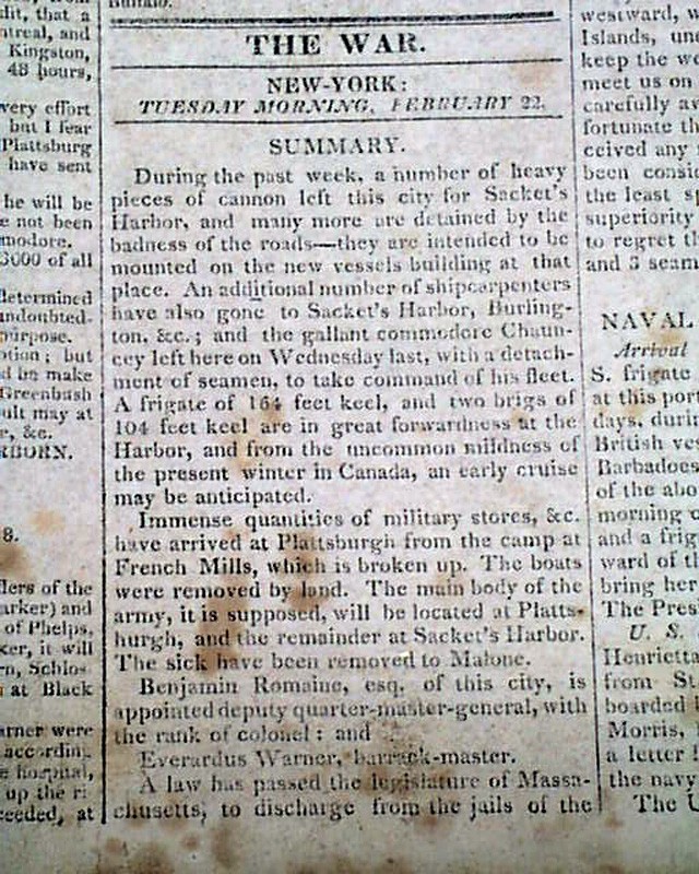 WAR OF 1812 Wins Battles of Emuckfaw & Enotachopo Creeks Indians 1814 Newspaper