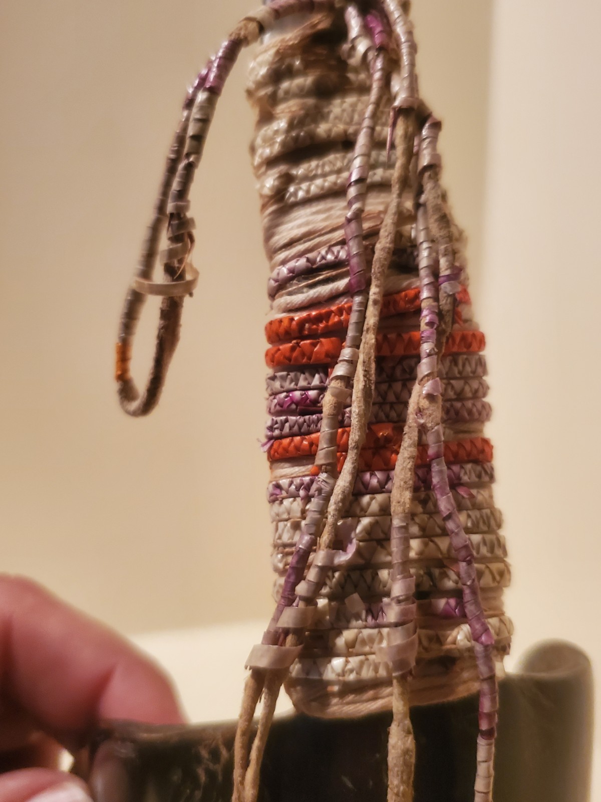 Antique OLD Native American plains Indian quilled buff horn spoon 19th c.