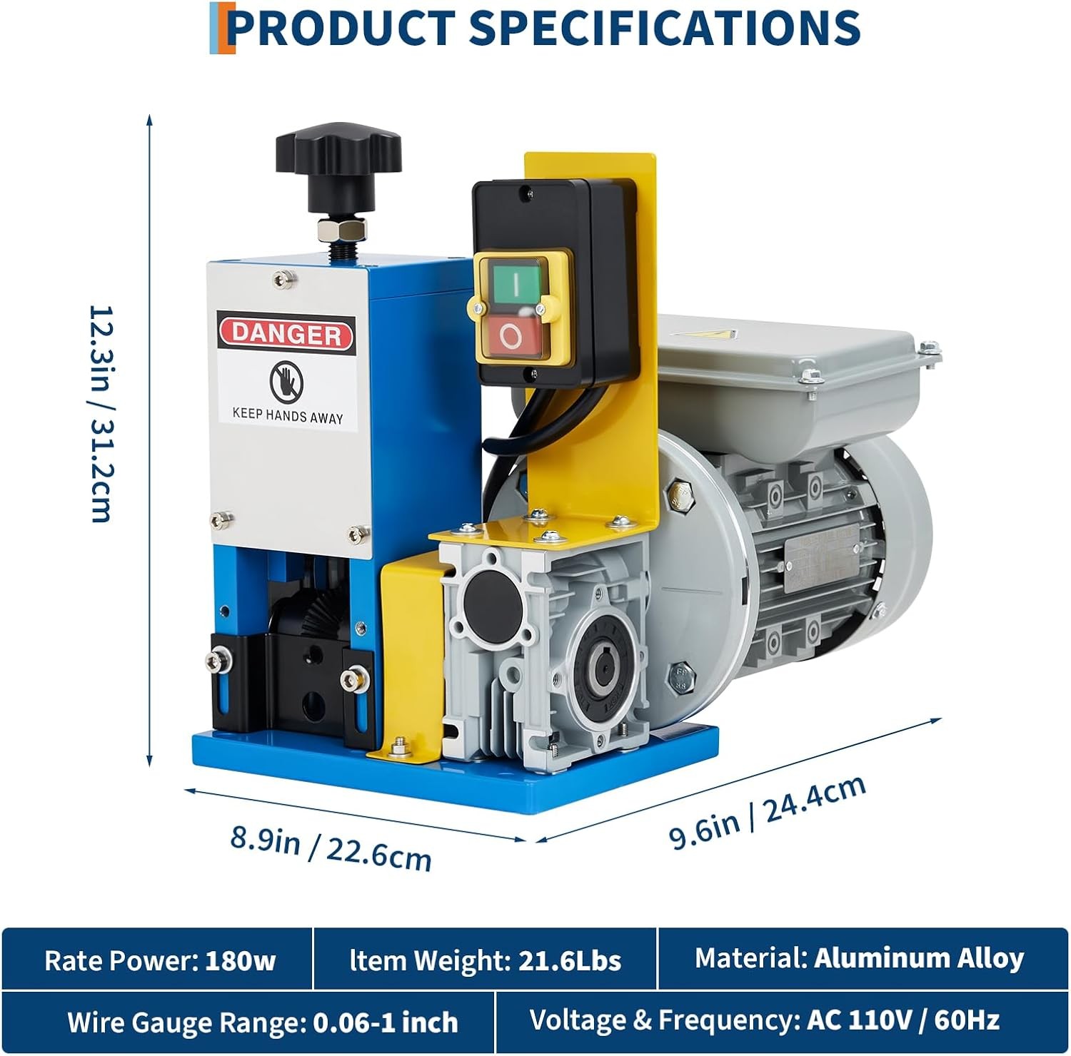 Electric Wire Stripping Machine 0.05" - 1" (1.5-25mm) Copper Cable Stripper