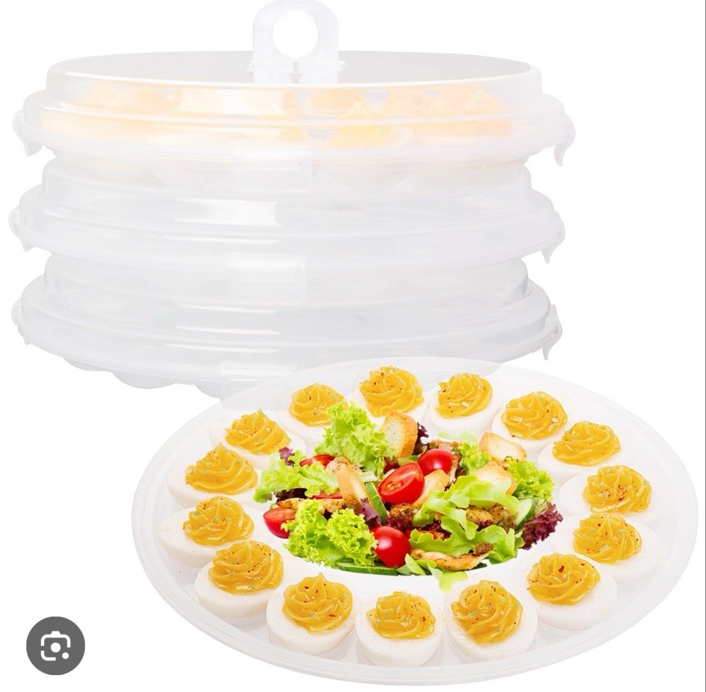 Shindel 3PCS Deviled Egg Platters, Deviled Egg Containers with Lid Portable