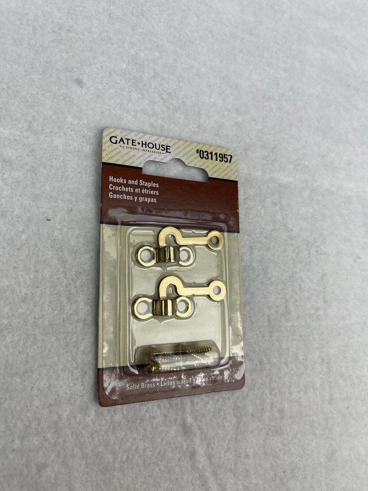 Gate House Solid Brass Hook and Staple 2 in each pack 0311957