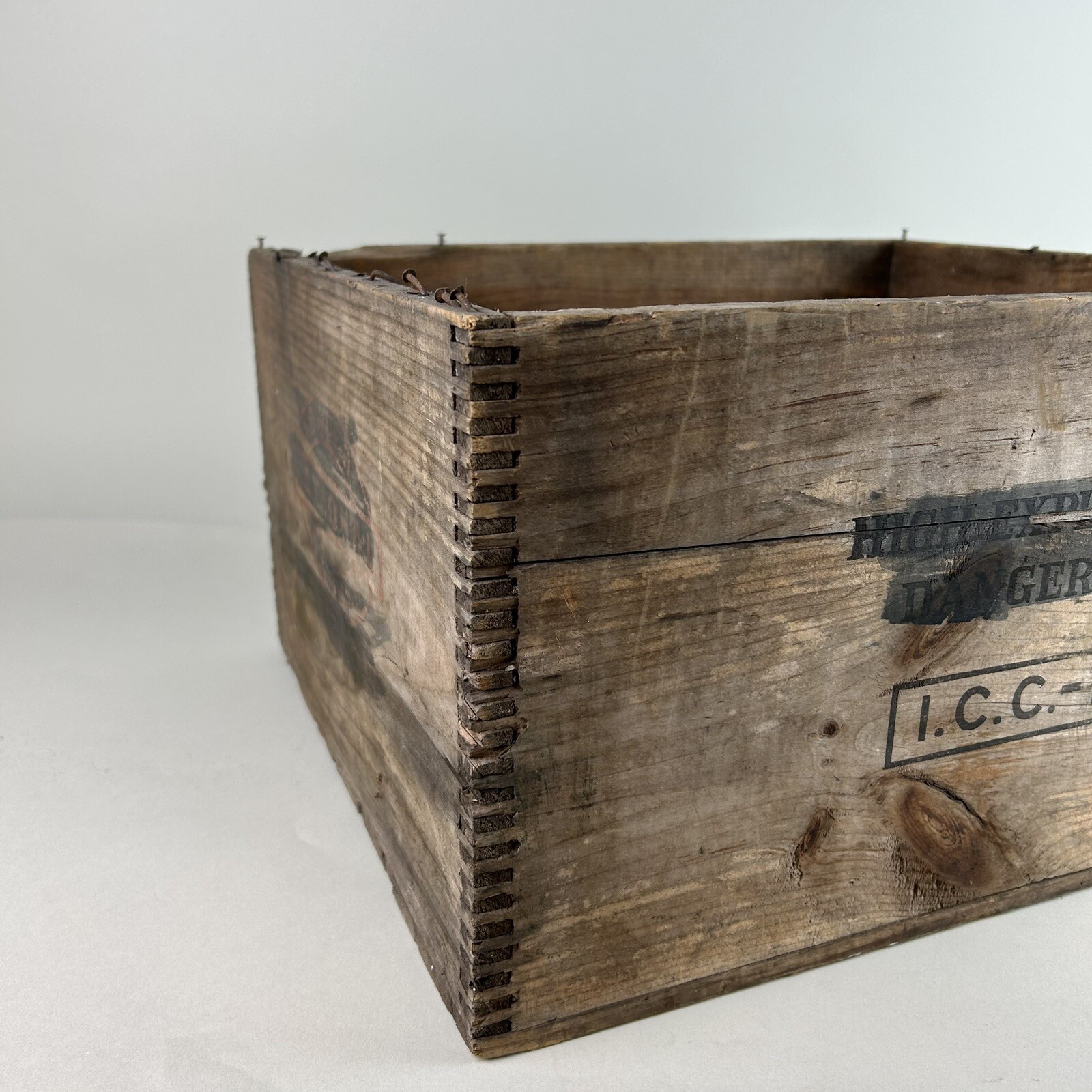 Antique 25lb Explosive Dynamite Dovetail Wood Crate ICC 14 National Eldred PA