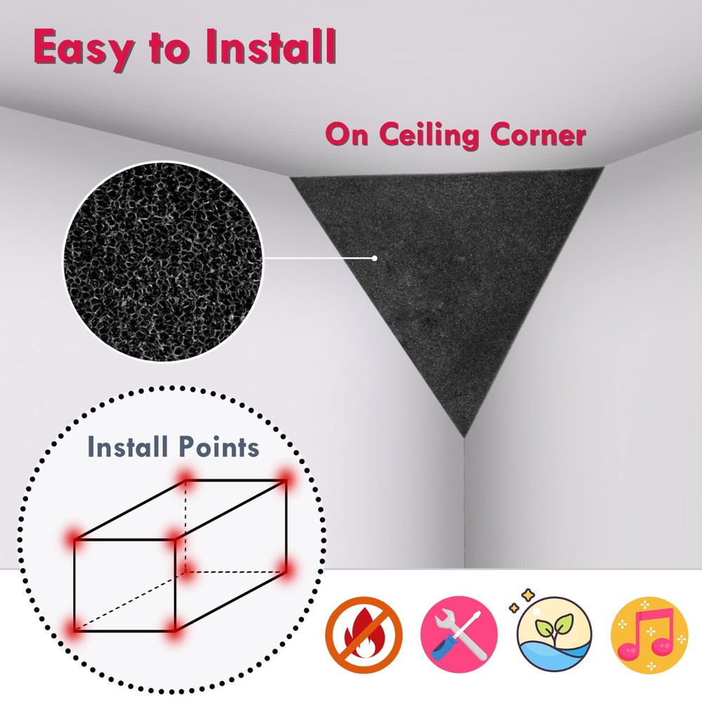 Foroomaco Triangular Pyramid Bass Traps - 4 Pack for Ceiling Corners