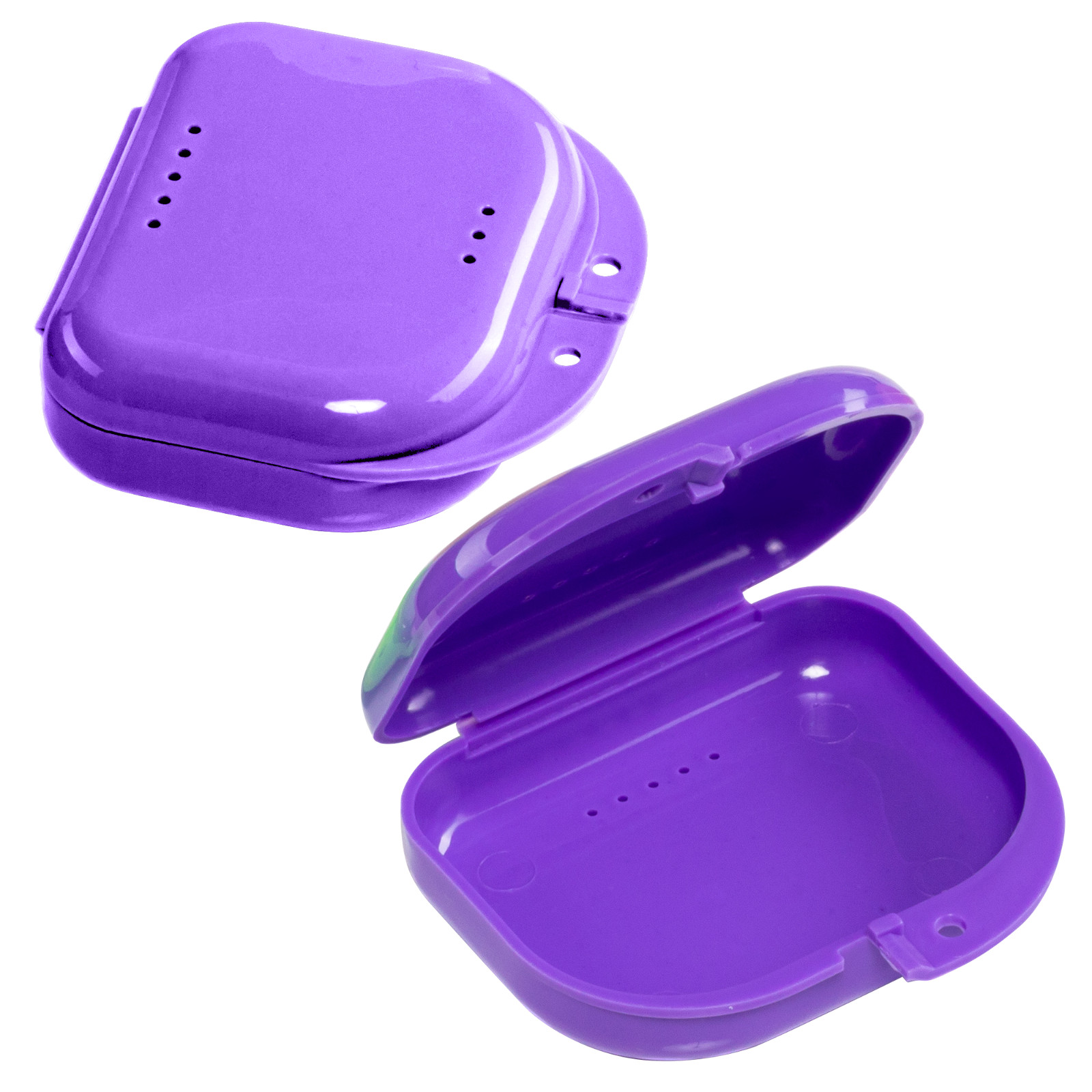 Purple Retainer Case w/ Vent Holes - UV Cleaner Case, Mouth Guard Aligners