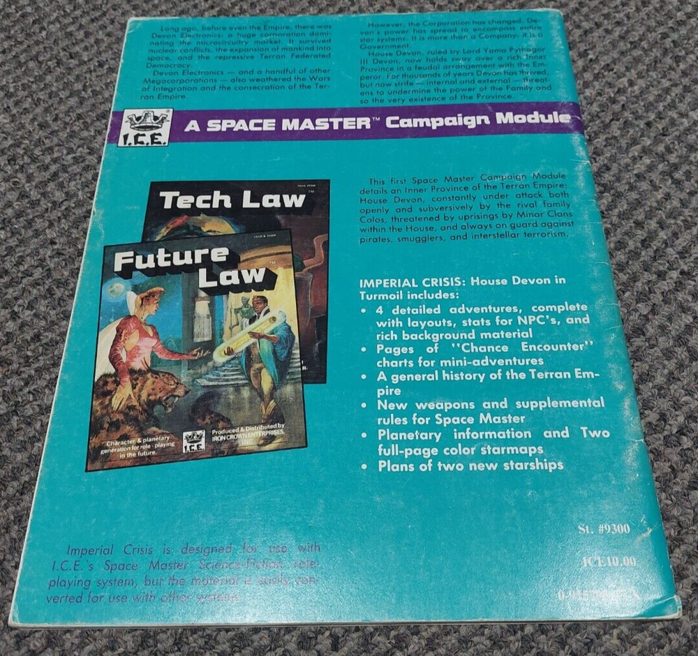 Space Master - Imperial Crisis House Devon in Turmoil Adventure Module ICE #9300