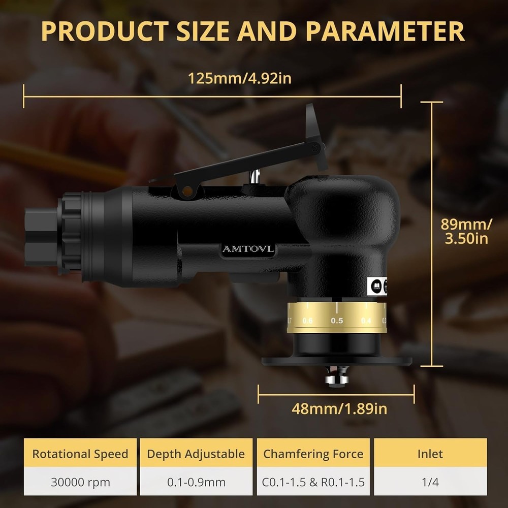 Pneumatic Chamfering Tool - Mini Air Chamfer Tool with 10 C-Angle & 10 R-Angle B