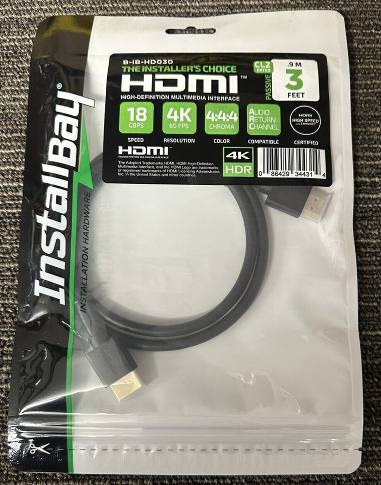 InstallBay IBHD030 3-ft HDMI Pass Through Extension Cable Accessory - Polybag