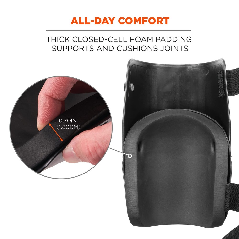 Ergodyne ProFlex 360 Knee Pad Hinged Design Hard Shell Non-Marring Rubber Cap...