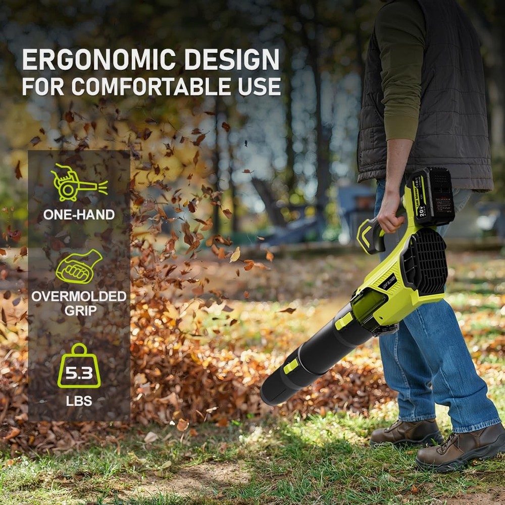 Cordless Leaf Blower 580CFM Stepless Variable Speed Battery Powered Leaf Blow...