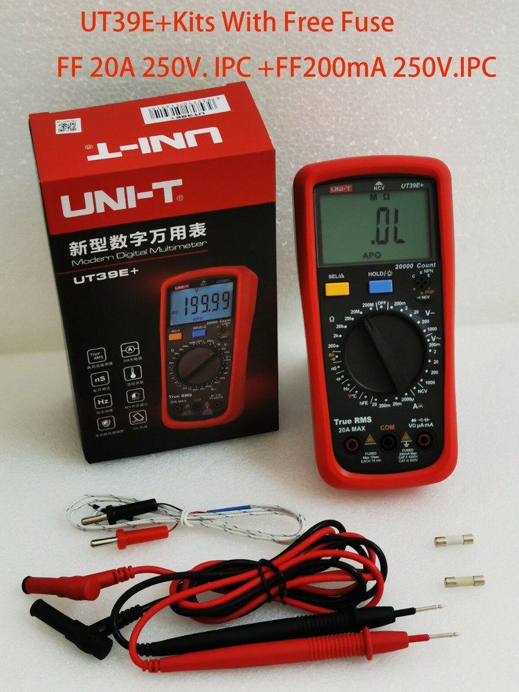 UNI-T True RMS Multimeter AC DC Voltmeter Ammeter Ohmmeter Cap Temp Test UT39E+