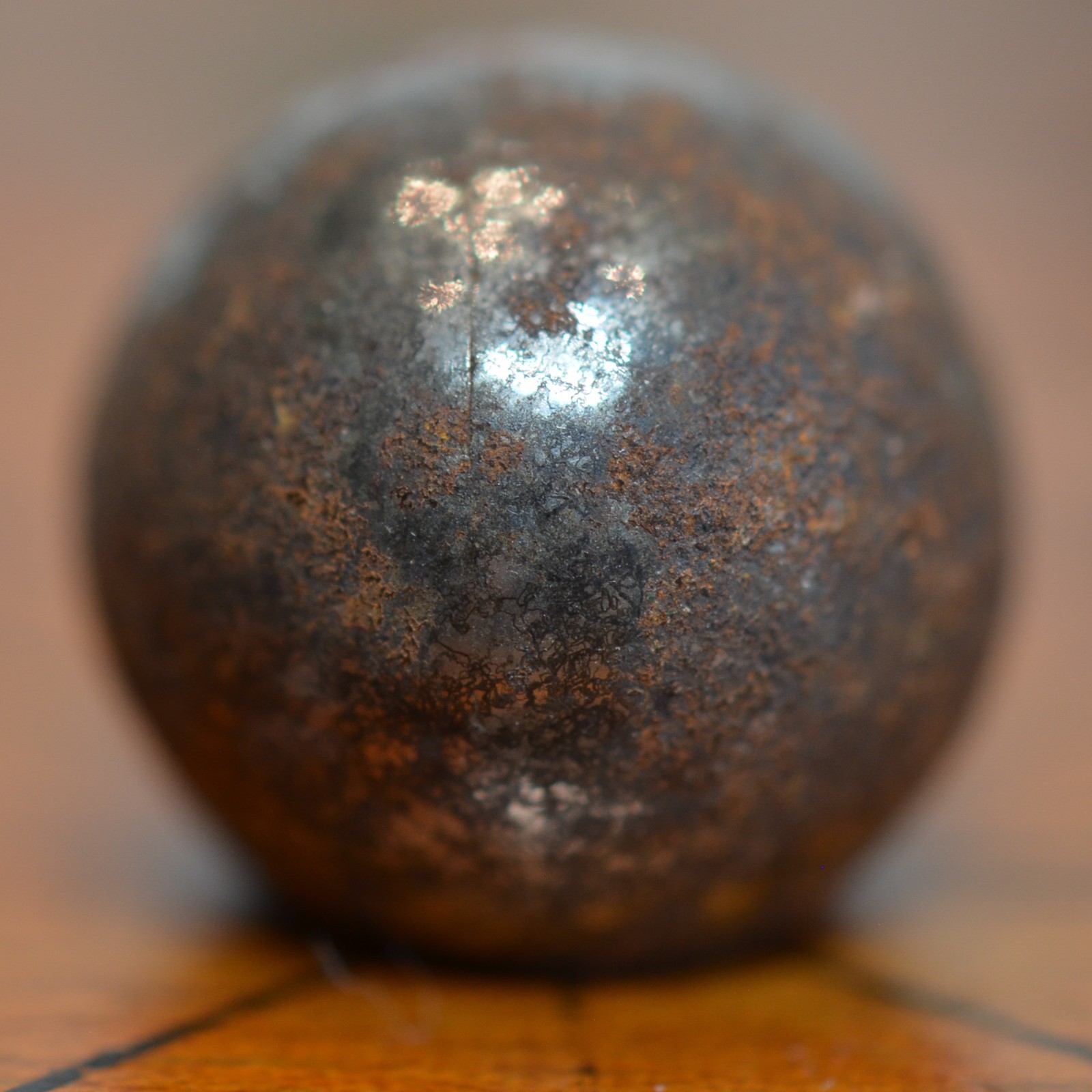 Handmade Hollow Steel or Steelie Marble, 0.65 in, Hard to Find Type, S1571