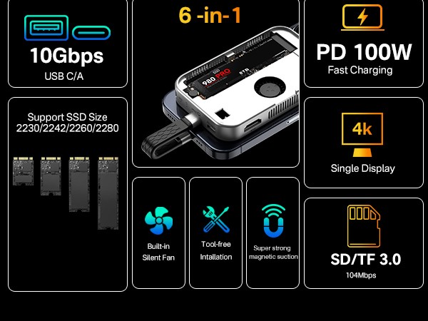 ACASIS 10Gbps Magnetic SSD Enclosure & Docking Station for iPhone 15/16/17 Serie