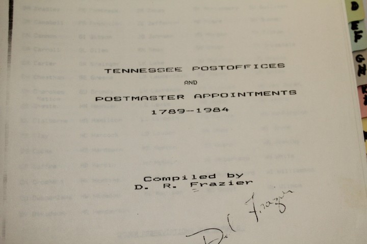 Tennessee Post Offices Postmasters Appointments 1789-1984 BlueLakeStamps Useful!