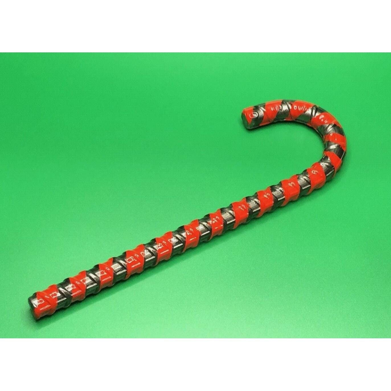 Iron Art Hand Bent Rebar Ornament Christmas Metal Candy Cane Red Striped