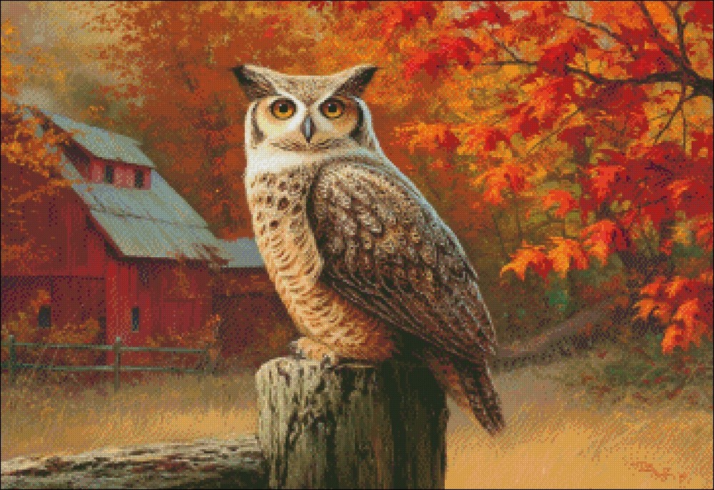 Autumn Sentinel 1 - Chart Counted Cross Stitch Patterns Needlework DMC Color