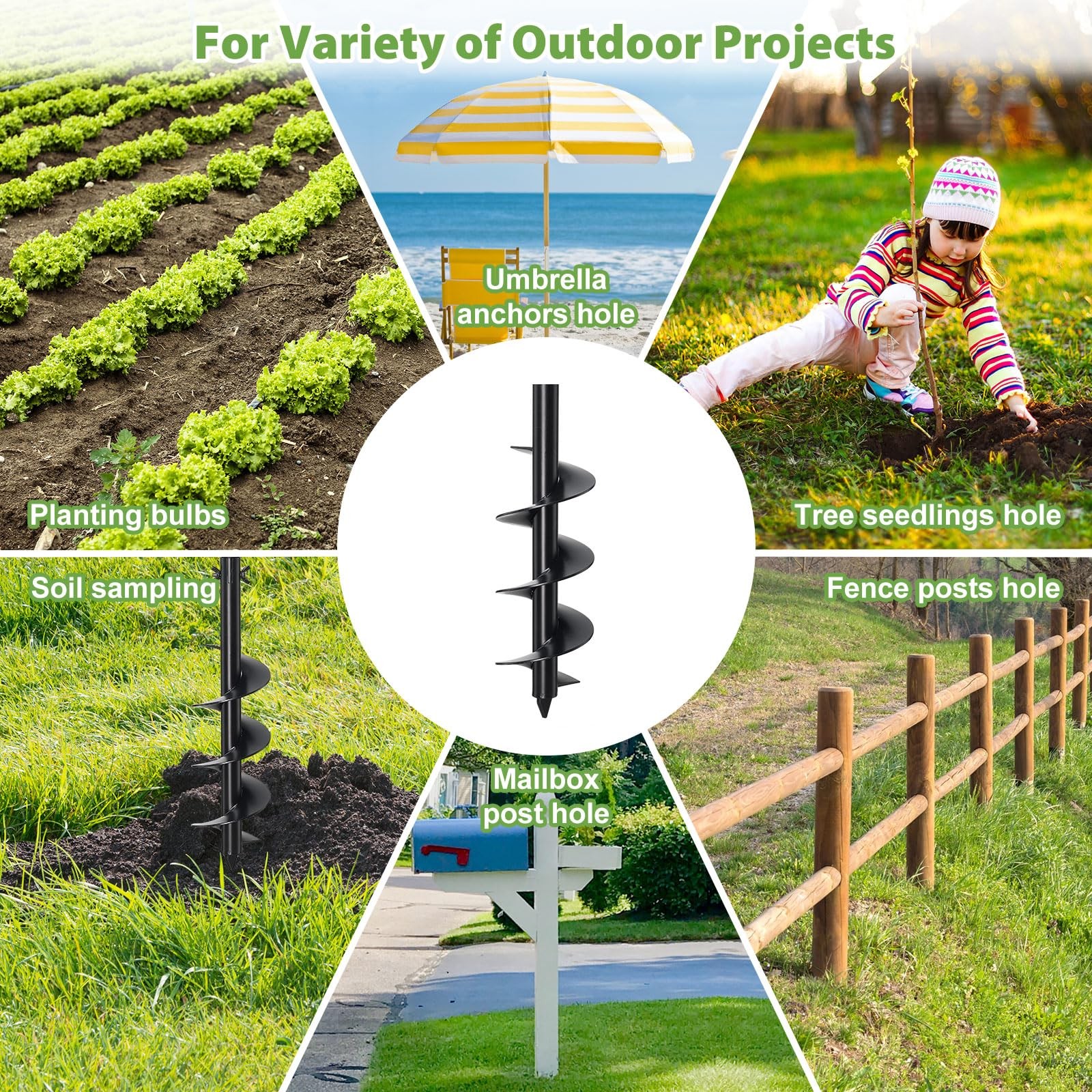 Manual Post Hole Digger Hand Auger Spiral Drill 38-Inch New