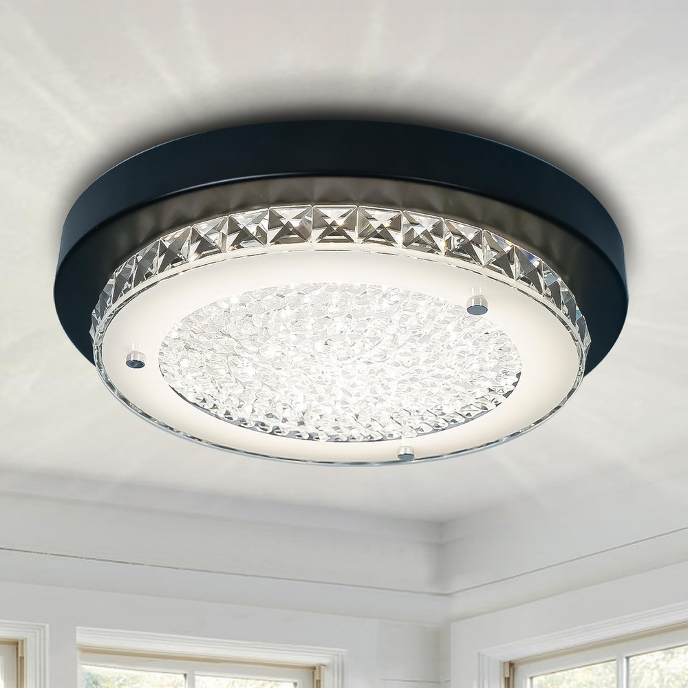 Flush Mount Ceiling Light Fixture 11 Inch Black LED Dimmable Ceiling Lights K...
