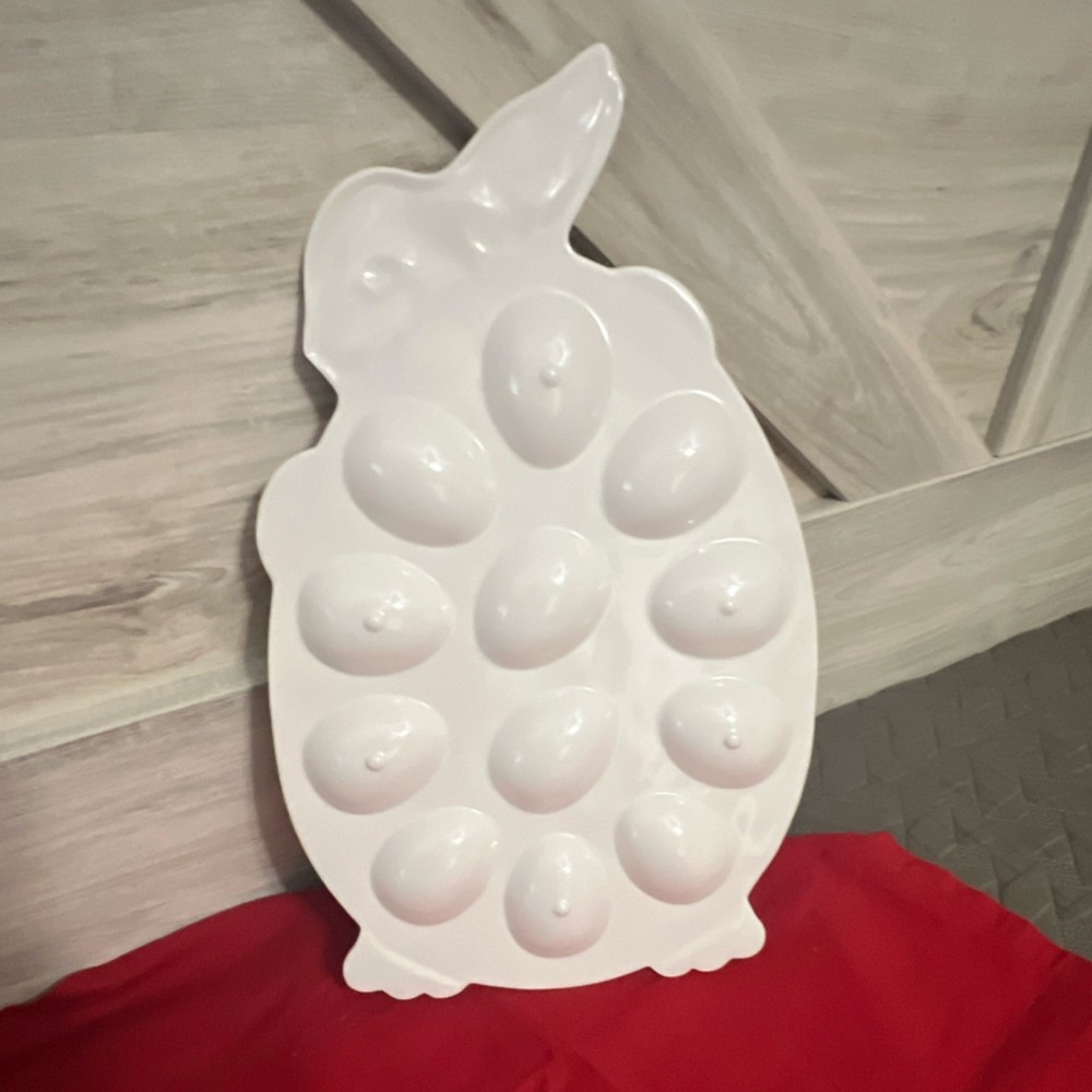 Bunny Egg Shaped Easter Serving Tray Glossy Melamine